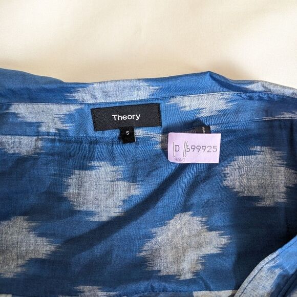 Theory Blue Patterned Off-Shoulder Blouse - Picture 8 of 8